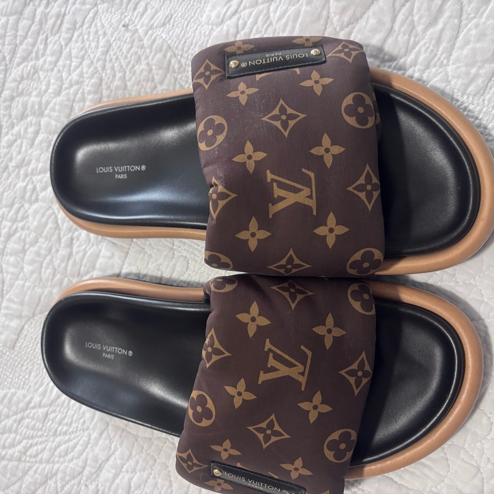Louis Vuitton Brown and Black Monogram Sandals